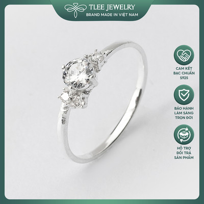 Nhẫn bạc nữ TLEE ba viên đá cách điệu sang trọng TLEE JEWELRY A0209