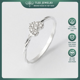 Nhẫn bạc nữ TLEE mặt trái tim đá mini viền dáng xoắn nữ tính TLEE JEWELRY A0208