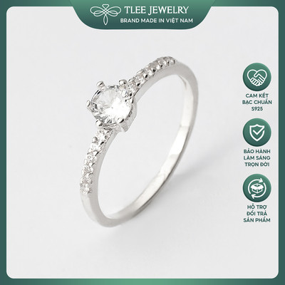 Nhẫn bạc nữ TLEE ổ đá sáu chấu đính đá mini cao cấp TLEE JEWELRY A0205