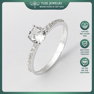 Nhẫn bạc nữ TLEE ổ đá bốn chấu viền đá bằng sang trọng TLEE JEWELRY A0202