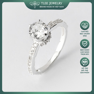 Nhẫn bạc nữ TLEE ổ đá cao viền đá thân đốt trúc sang trọng TLEE JEWELRY A0201