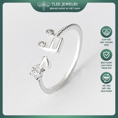 Nhẫn bạc nữ TLEE nốt nhạc vui vẻ đính đá sang tọng TLEE JEWELRY A0199