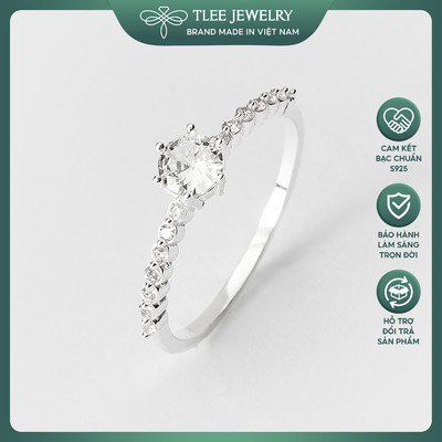 Nhẫn bạc nữ TLEE ổ đá sáu chấu viền 14 viên đá sang trọng TLEE JEWELRY A0193
