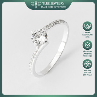 Nhẫn bạc nữ TLEE ổ đá bốn chấu xoáy sang trọng TLEE JEWELRY A0192