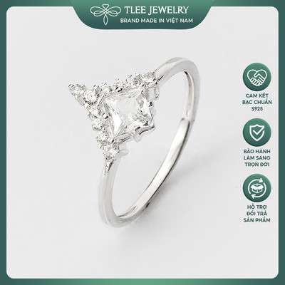 Nhẫn bạc nữ TLEE tam giác đính đá sang trọng TLEE JEWELRY A0187