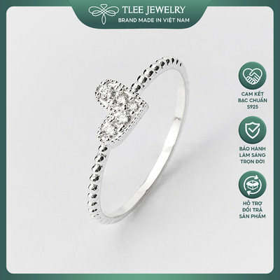 Nhẫn bạc nữ TLEE tim chéo nạm đá cao cấp TLEE JEWELRY A0185