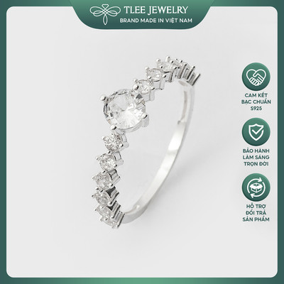 Nhẫn bạc nữ TLEE đính đá viền ziczac 12 viên cao cấp TLEE JEWELRY A0179