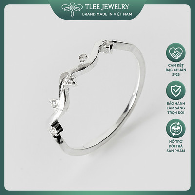 Nhẫn bạc nữ TLEE sóng nạm đá mini xinh xắn TLEE JEWELRY A0175