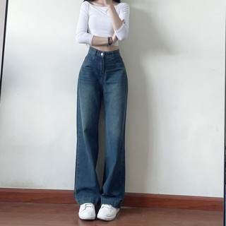Quần jeans Spring trơn ống suông basic