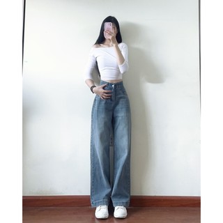 Quần jeans Spring trơn ống suông basic