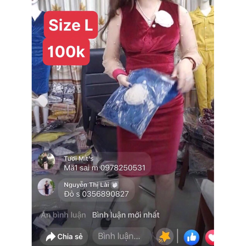 váy nhung tay dài size L