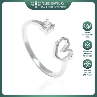 Nhẫn bạc nữ TLEE nhẫn trái tim rỗng trơn freesize TLEE JEWELRY A0171