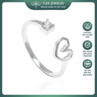 Nhẫn bạc nữ TLEE nhẫn trái tim rỗng trơn freesize TLEE JEWELRY A0171