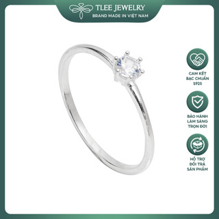 Nhẫn bac nữ TLEE sáu chấu mini viền trơn cao cấp TLEE JEWELRY A0170