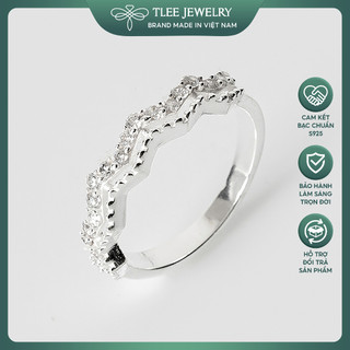 Nhẫn bạc nữ TLEE ziczac hai hàng nạm đá sang trọng TLEE JEWELRY A0169