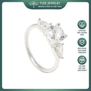 Nhẫn bạc nữ TLEE trụ đá cánh hoa đính đá sang trọng TLEE JEWELRY A0168