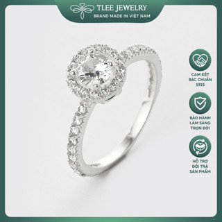 Nhẫn bạc nữ TLEE đá tròn viền nạm đá sang trọng TLEE JEWELRY A0167