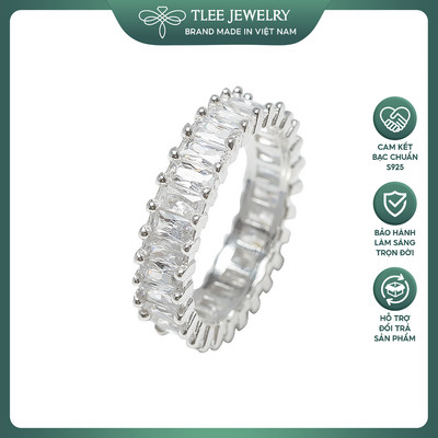 Nhẫn bạc TLEE nạm đá chữ nhật kết cao cấp TLEE JEWELRY A0160