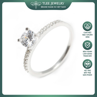 Nhẫn bạc nữ TLEE trụ đá bốn chấu nạm đá sang trọng TLEE JEWELRY A0157