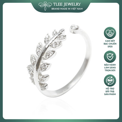 Nhẫn bạc nữ TLEE lá oliu nạm đá sang trọng TLEE JEWELRY A0155