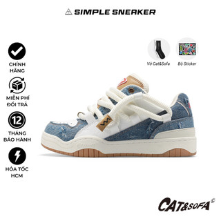 Giày cat sofa sneaker denim blue chính hãng 🔴simple sneaker🔴 giày bánh mì cat and sofa vải denim ac303 thời trang y2k