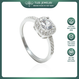 Nhẫn bạc nữ TLEE mặt vuông viền đính đá cao cấp TLEE JEWELRY A0153