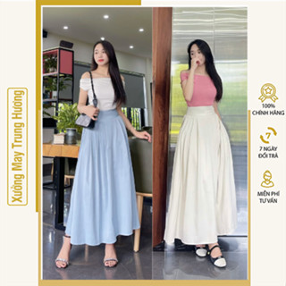  Chân váy xếp ly xòe dài 90cm khóa kéo sườn có túi 2 bên vải mềm rủ form đẹp phù hợp mặc đi làm đi chơi đi tiệc 
