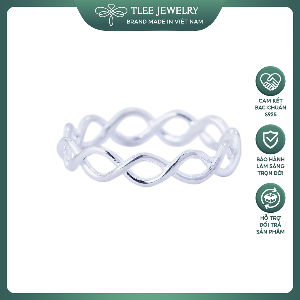 Nhẫn bạc unisex TLEE sóng đan chéo basic đơn giản TLEE JEWELRY A0103