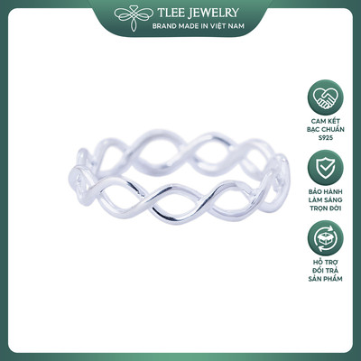 Nhẫn bạc unisex TLEE sóng đan chéo basic đơn giản TLEE JEWELRY A0103