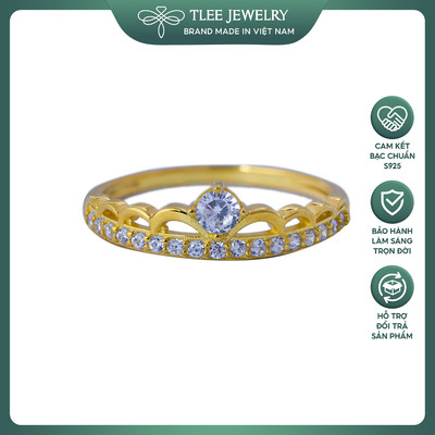 Nhẫn bạc nữ TLEE vương miện nữ hoàng mạ vàng 14k sang trọng TLEE JEWELRY A0148