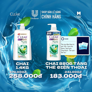 Dầu gội clear sạch gàu bạc hà mát lạnh 1.4kg | 880g