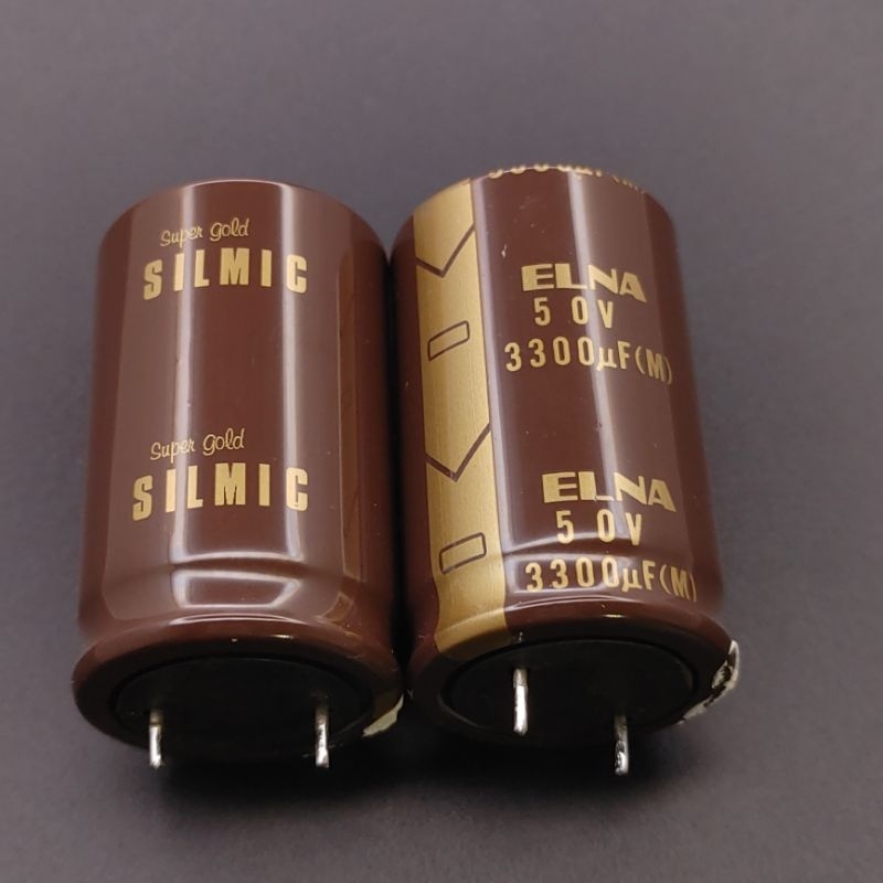 Cặp tụ điện Elna Silmic Super Gold 3300uF 50V tháo máy (2 con)