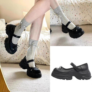 (SẴN ĐEN 36 TRẮNG KEM 35) GIÀY MARYJANE ĐẾ CHUNKY 6CM KIỂU PHÁP CHIDONI VELCRO PHONG CÁCH