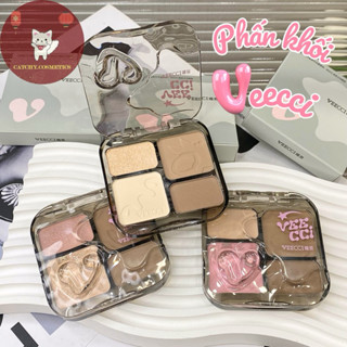 [VEECCI] Bảng Phấn Tạo khối VEECCI Kèm Bắt Sáng 4 Ô Đa năng tích hợp Má hồng