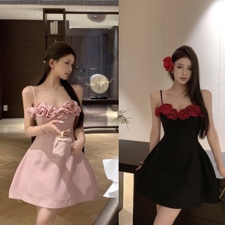 BIGSIZE HIẾU HIẾU (55-95KG) - Đầm nữ 2 dây thiết kế cúp xoè viền váy phối hoa cực keo