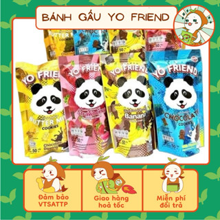Combo 5 Gói Bánh quy gấu chấm kem socola sữa Yo Friend cookies Thái Lan ( gói 50g), Ăn Vặt Nhà Mầm.