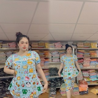 Bộ bầu lụa mềm quần lửng in hình dễ thương