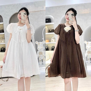Váy xuông thiết kế [NH Clothing chính hãng] toe cài hoa xếp ly babydoll