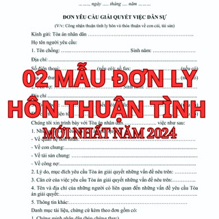 02 Mẫu đơn ly hôn thuận tình mới nhất 2024+tài liệu quy trình viết đơn