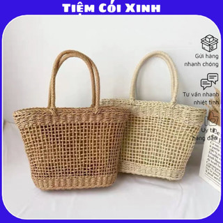 Túi cói đan lưới thưa đeo vai đi biển kì nghỉ Tiệm Cói Xinh