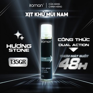 Xịt Khử Mùi Toàn Thân IROMAN Hương Nước Hoa Cao Cấp Stone Lôi Cuốn Dành Cho Nam 135ml