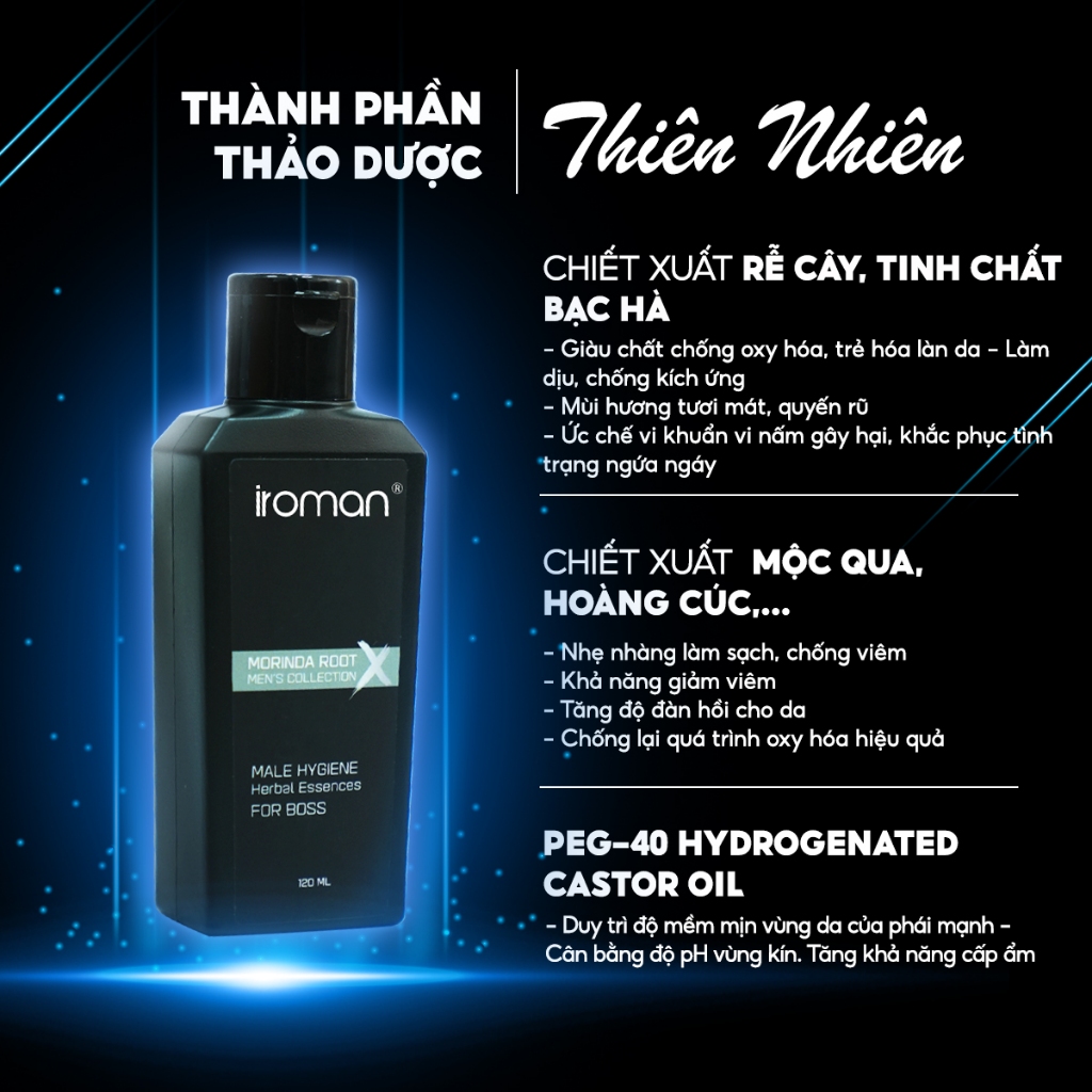 Tinh Chất Thảo Dược Vệ Sinh Nam Bảo Vệ Sinh Lý Phái Mạnh IROMAN 120G