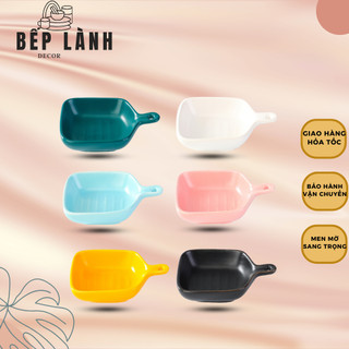 Chén Chấm Vuông Có Quai Cầm Tí Hon - Men Mờ - Nhiều Màu - Phong Cách Hiện Đại - Bảo Hành Vận Chuyển - Bếp Lành Decor