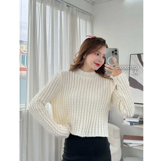 Áo len gân croptop tay dài, áo len nữ cổ tròn viens store