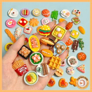 Set 5/10/20 Charm đồ ăn mini, Charm slime làm đồ handmade, mô hình thức ăn trang trí nhà búp bê DIY
