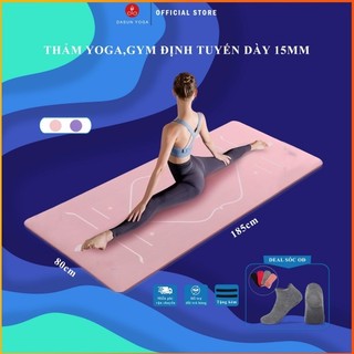 Thảm tập YOGA Định tuyến chuẩn NBR dày 15mm Chống trơn trượt (Hai màu Hồng,Tím)