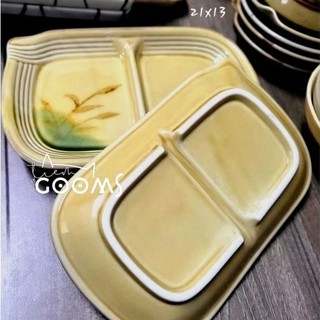 Dĩa gốm mộc 2 ngăn
