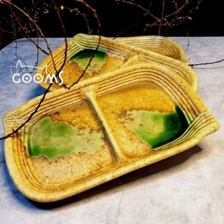 Dĩa gốm mộc 2 ngăn