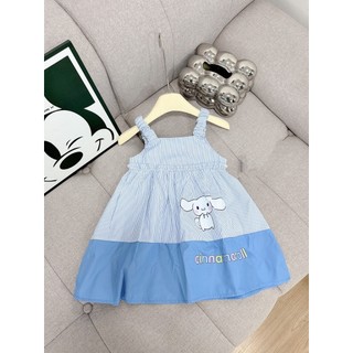 VÁY 2 DÂY KẺ XANH BÉ GÁI