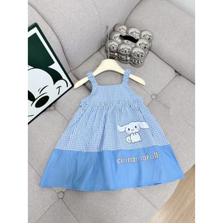 VÁY 2 DÂY KẺ XANH BÉ GÁI